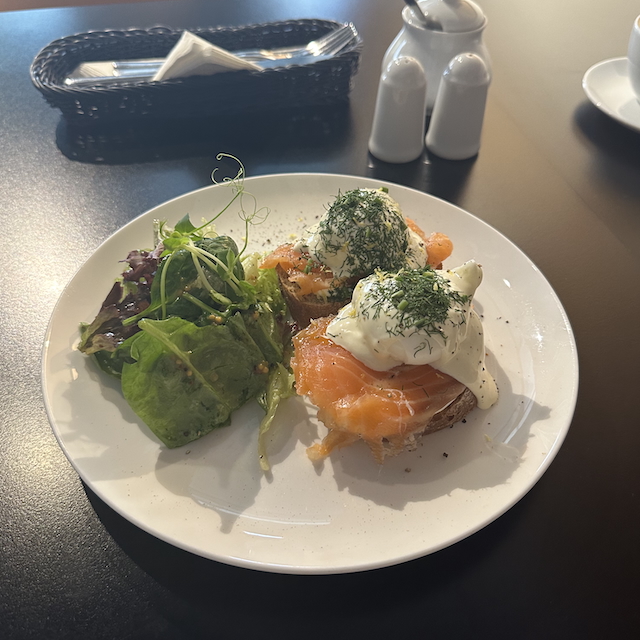 Toasts with salmon in Cyganeria cafe, Gdynia