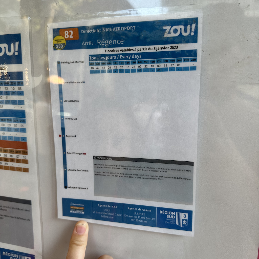 Schedule in Regence Bus Station for bus 82